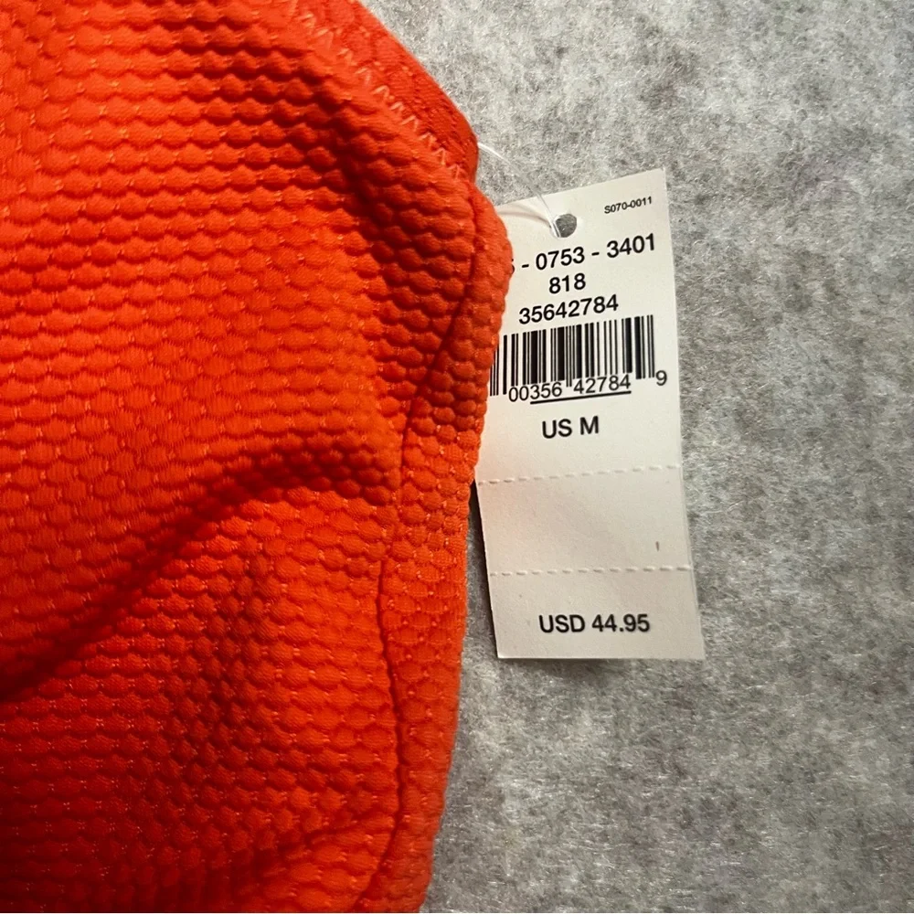 Aerie Scoop‎ Bikini Top Ruffle Medium Padded Orange Swimwear NWT